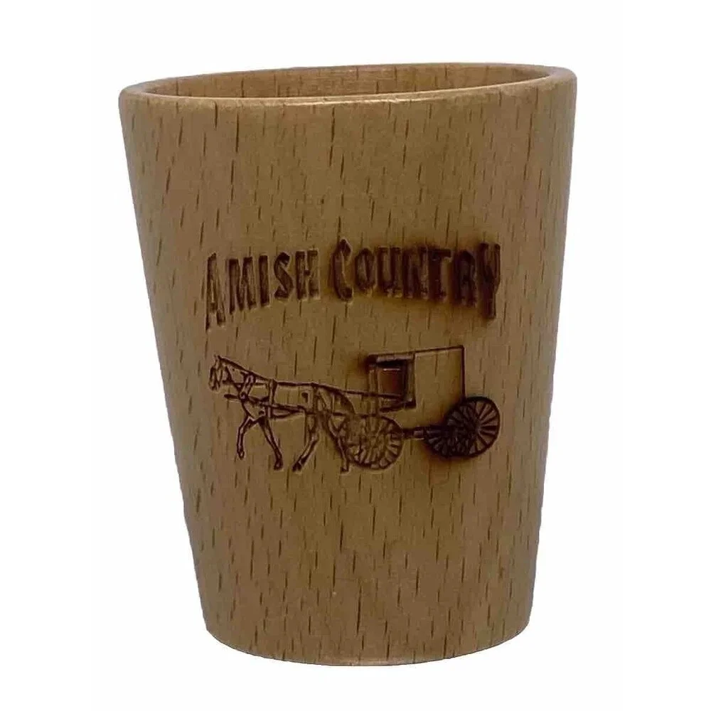 Amish Country shot glass Wooden New